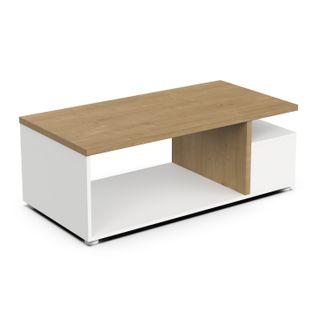 Table Basse En Bois Naturel Et Blanc 92 X 50 X 36 Cm