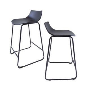 Lot De 2 Tabourets De Bar En Métal Et Plastique Noir 48,5 X 47 X 82 Cm
