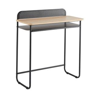 Bureau Avec 1 Étagère En Bois Naturel Et Métal Noir 80 X 37 X 86 Cm