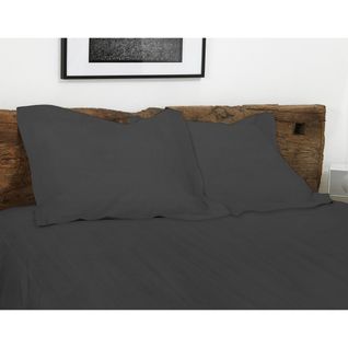 Drap Plat 100% Lin Lavé Uni 2 Personnes - Gris - 240 X 300 Cm