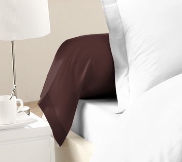 Lot De 2 Taies De Traversin Unies - 100% Coton 57 Fils - Chocolat - 85x185 Cm