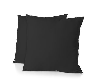 Lot De 2 Taies Carrées Microfibre 82g Noir 63x63 Cm