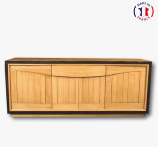 Buffet 4 Portes 225 Cm, En Merisier Massif Fumé