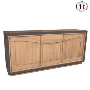 Buffet 3 Portes 198 Cm, En Merisier Massif Fumé