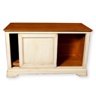 Meuble TV 1 Porte Coulissante, Merisier Massif