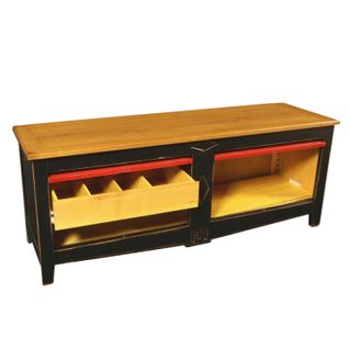 Meuble TV 2 Portes Garage, Merisier Massif