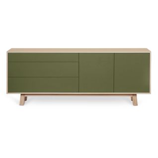 Buffet Bas 2 Portes+3 Tiroirs 160 Cm, En Frêne