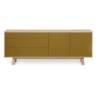 Buffet Bas 2 Portes+3 Tiroirs 160 Cm, En Frêne