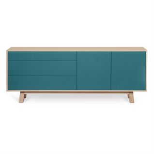 Buffet Bas 2 Portes+3 Tiroirs 160 Cm, En Frêne