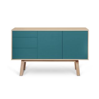 Buffet En Frêne 2 Portes 3 Tiroirs 140 Cm, Hauteur 94 Cm