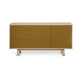 Buffet Bas 2 Portes 3 Tiroirs 140 Cm, En Frêne