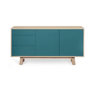 Buffet Bas 2 Portes 3 Tiroirs 140 Cm, En Frêne