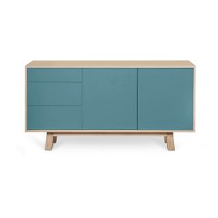 Buffet Bas 2 Portes 3 Tiroirs 140 Cm, En Frêne