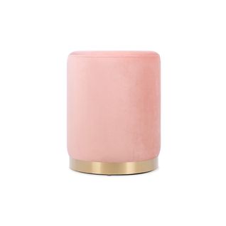 Pouf Charlotte I Velours Rose Poudré Et Métal Doré