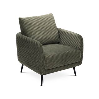 Fauteuil Design Emma Velours Côtelé Vert Sauge