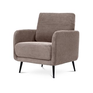 Fauteuil Design Emma Velours Côtelé Taupe