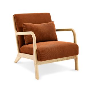 Fauteuil Scandinave Vintage Marie Velours Côtelé Terracotta