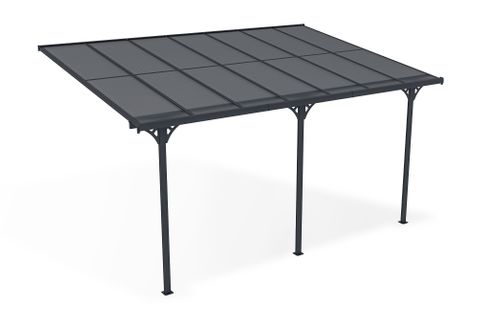 Pergola/carport Adossé Kleo 450l300 Aluminium Gris