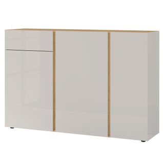 Buffet Scandinave Beige Et Bois Avec Encadrement Verre Chloe