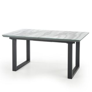 Table De Salle à Manger Avec Plateau En Verre Aspect Marbre Extensible Aliyan