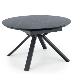 Table De Salle à Manger Ronde Extensible Aspect Marbre Noir Galatee