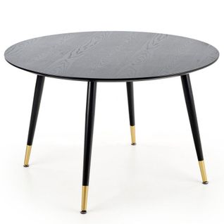 Table De Salle à Manger Ronde Noire De 120 Cm Avec Pieds En Acier Noir Et Doré Lady