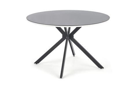 Table Ronde 120cm Noir Laqué Avec Liseré Blanc Shiny