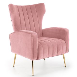 Fauteuil Lounge En Velours Côtelé Beige Et Pieds En Acier Aenor