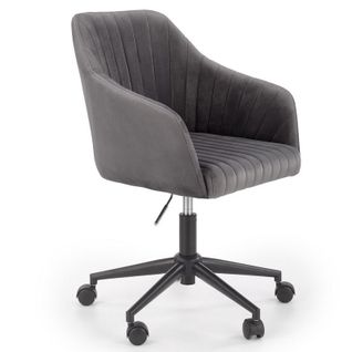 Fauteuil De Bureau Enfant Avec Accoudoirs En Velours Gris Avec Piètement Noir à Roulettes Ezra