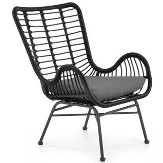Fauteuil Lounge Contemporain Noir En Rotin Synthétique Carnac