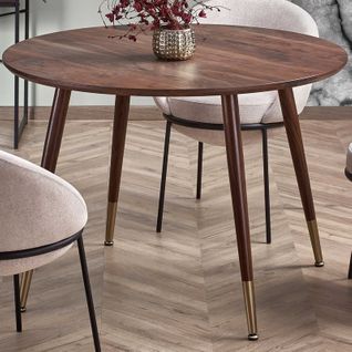 Table De Salle à Manger Ronde Aspect Noyer Groix