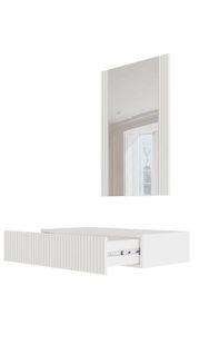 Coiffeuse Design Suspendue Blanc Mat + Miroir Gustave