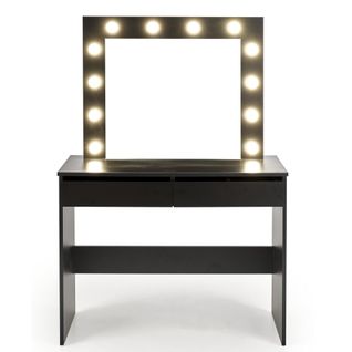 Coiffeuse Noire Avec Tiroirs Et Éclairage LED Stars