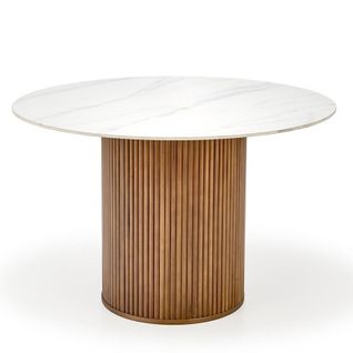 Table à Manger Design Ronde Bois et Marbre 120cm Loco