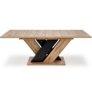 Table à Manger Extensible Noir Et Chêne Wotan 160-200cm Xenori