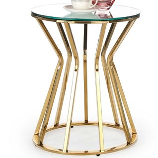 Table Ronde 45 Cm Avec Plateau En Verre Et Structure En Métal Idoya 2