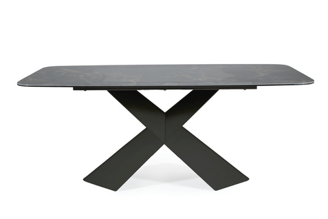 Table Design Extensible 180-260cm En Pierre Frittée Couleur Travertin Dask
