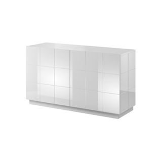 Buffet Design Blanc Brillant 138cm + LED Flow - Sans LED