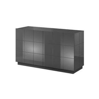 Buffet Design Gris Brillant 138cm + LED Flow - Sans LED