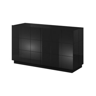 Buffet Design Noir Brillant 138cm + LED Flow - Bleu