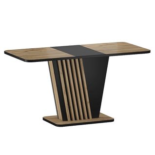Table Extensible 125-170 Cm Noire Et Aspect Chêne Avec Pied Design Helen