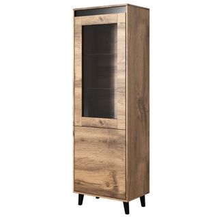 Vitrine Aspect Chêne Wotan Et Gris Anthracite Stik