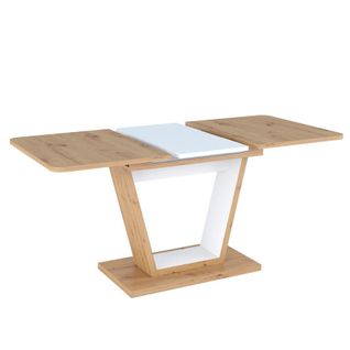 Table à Manger Extensible 120-160 Cm Aspect Chêne Et Blanc Mat Lewis