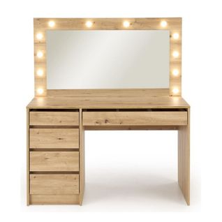 Coiffeuse Design À Led + Miroir Couleur Chêne Bromo