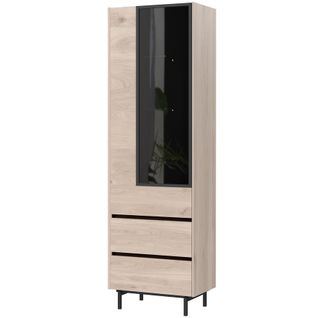 Vitrine Design Noir Et Aspect Chêne Basic