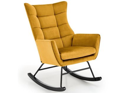 Rocking-chair Design En Velours Jaune Moutarde Avec Accoudoirs Market