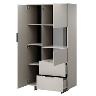 Vitrine Beige Mat 2 Portes 2 Tiroirs Jude