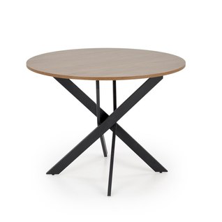 Table à Manger Ronde 100 Cm Plateau Noix Et Pieds Noir Edgar