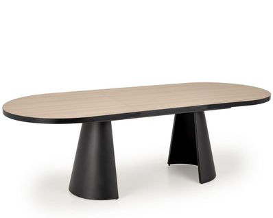 Table à Manger Ovale Extensible Aspect Bois Naturel 180 - 240 Cm Nadia