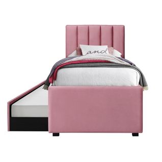 Lit Gigogne 90 X 200cm Rose Avec Sommiers à Lattes Tom